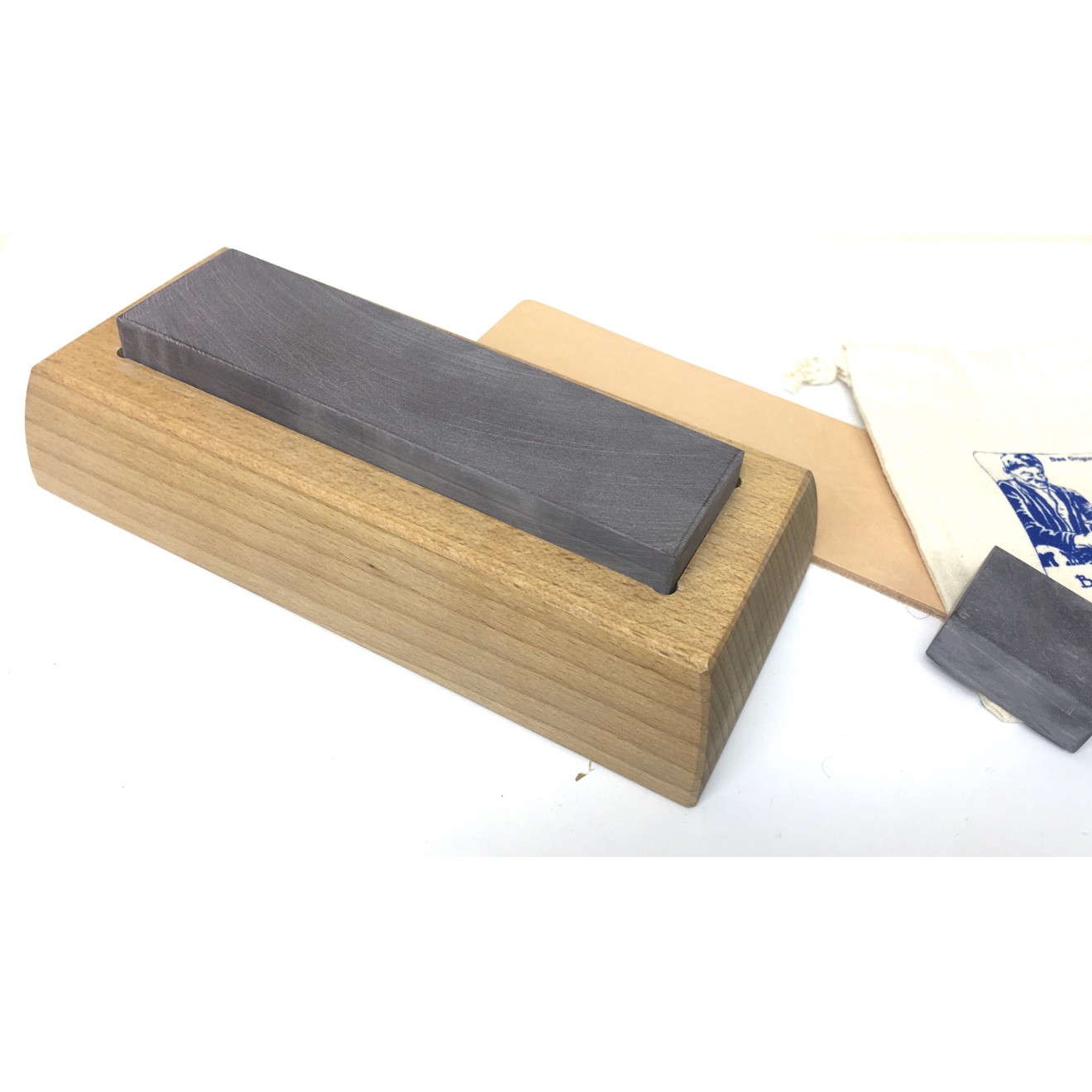 Coticule Kit d'affûtage 150x40 mm avec base en bois de hêtre